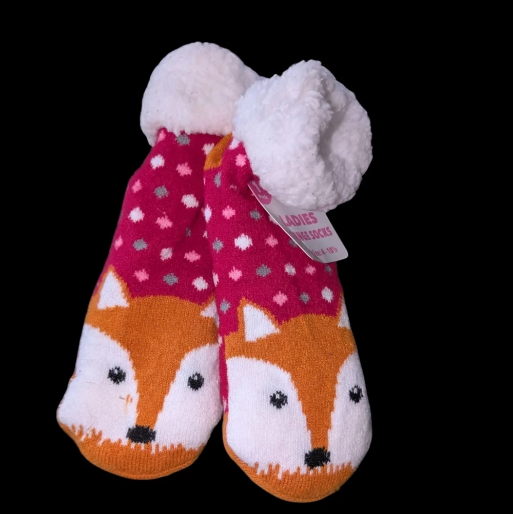 Fox Design Kids slipper Socks - Orange and White
